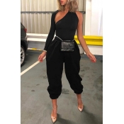 Lovely Street One Shoulder Black Two-piece Pants S