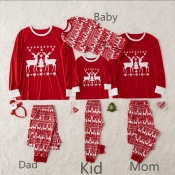 Lovely Family Printed Red Mother Two-piece Pants S