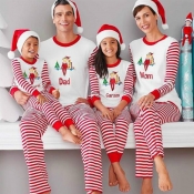 Lovely Family Striped Printed White Mother Two-pie