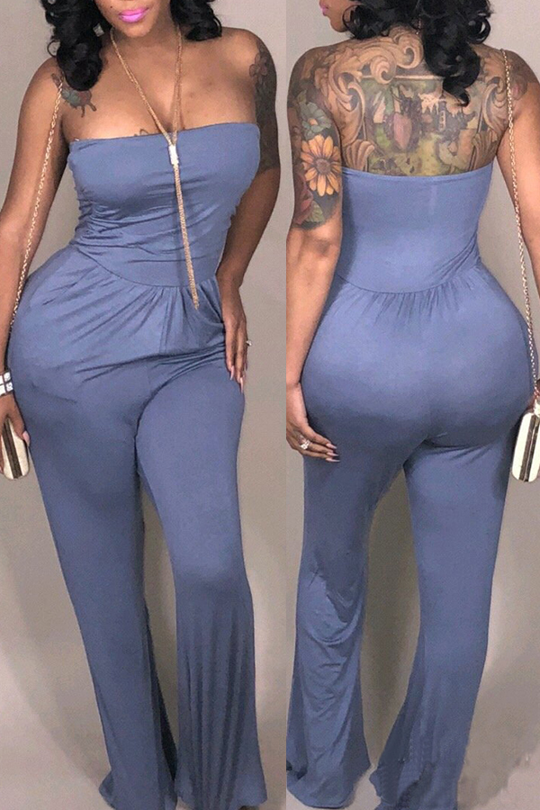 

Lovely Casual Dew Shoulder Purple One-piece Jumpsuit