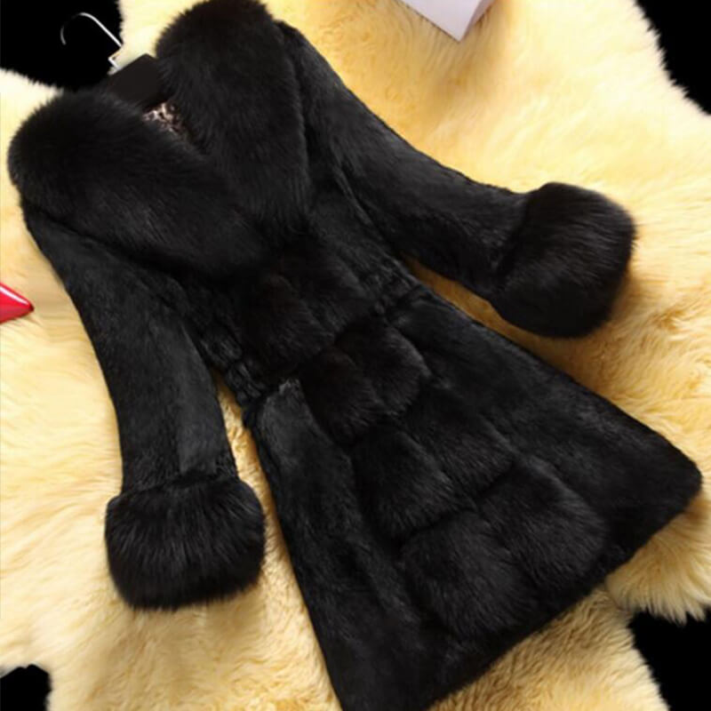 

Lovely Casual Patchwork Black Long Coat
