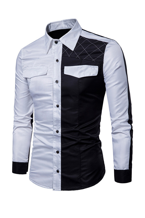 

Lovely Casual Patchwork White Shirt