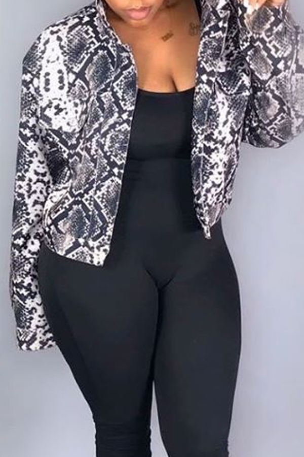 

Lovely Casual Snakeskin Printed Coat, Cobra