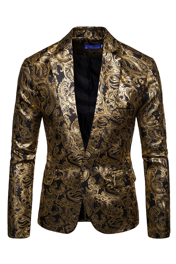 

Lovely Chic Turndown Collar Printed Black Formal Wear