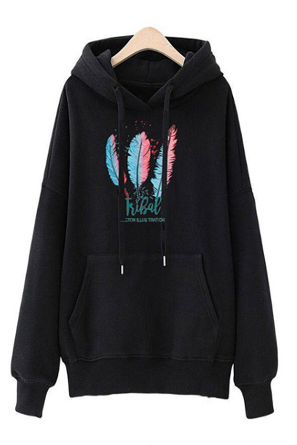 

Lovely Casual Hooded Collar Black Hoodie