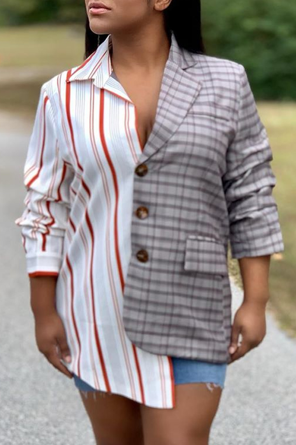 

Lovely Casual Patchwork Printed Multicolor Blazer, Multi