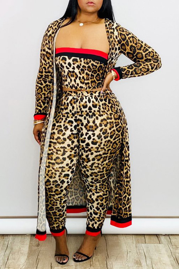 

Lovely Sexy Leopard Printed Two-piece Pants Set