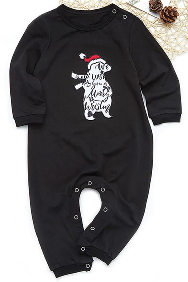 

Lovely Family Printed Black Baby One-piece Jumpsuit