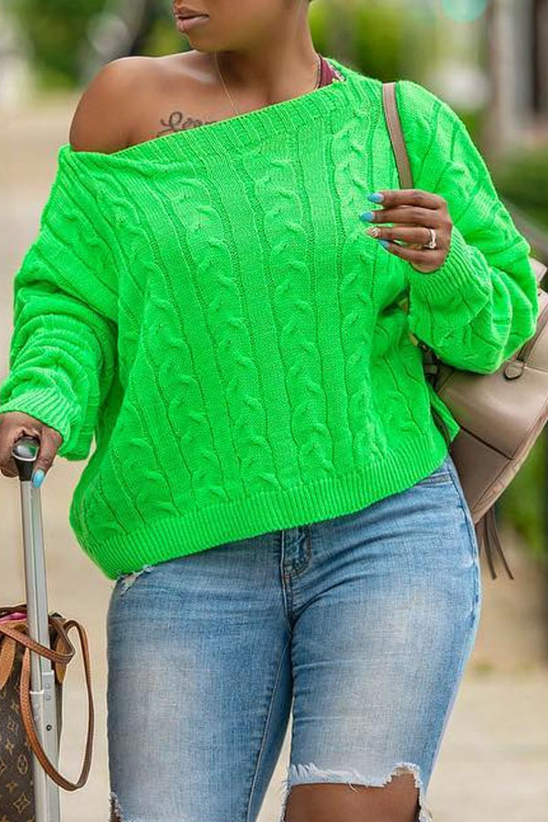 

Lovely Casual O Neck Basic Green Sweater