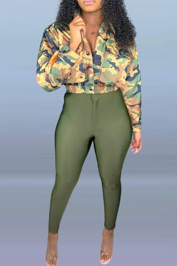 

Lovely Casual Camouflage Printed Two-piece Pants Set, Camo