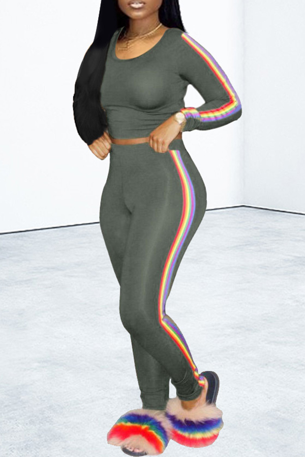 

Lovely Casual Basic Green Two-piece Pants Set