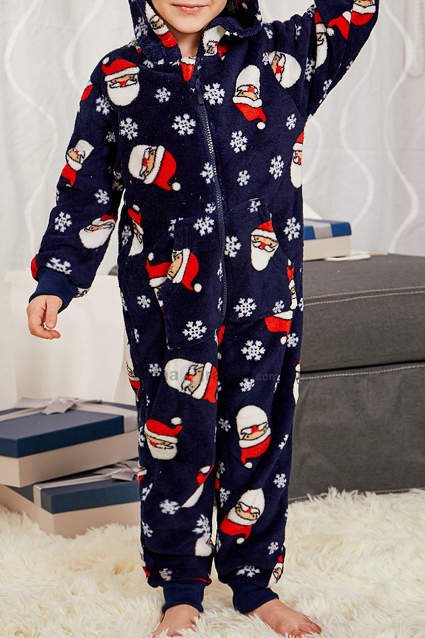 

Lovely Family Printed Dark Blue Kids One-piece Jumpsuit
