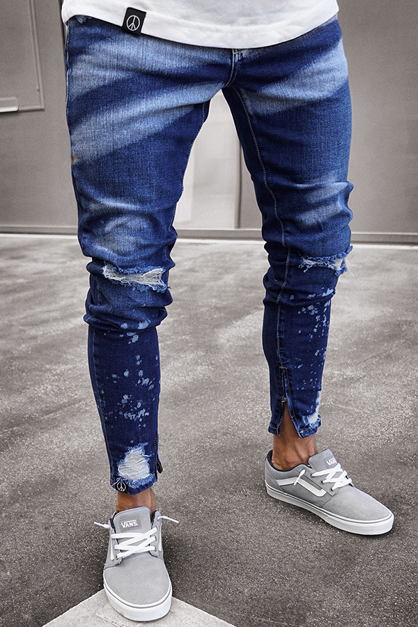 

Lovely Casual Broken Holes Deep Blue Jeans