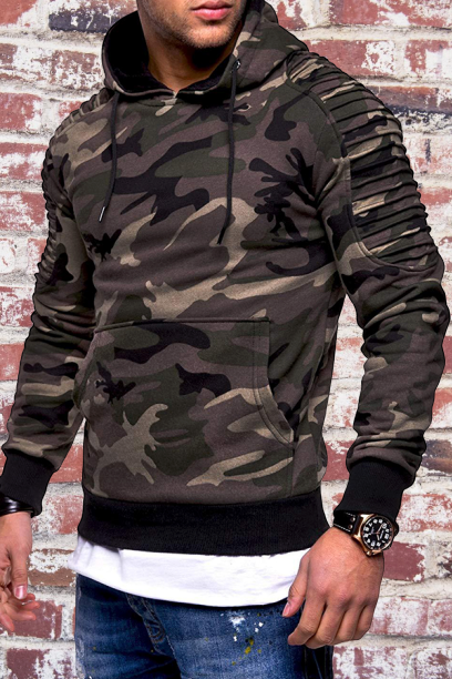 

Lovely Casual Camouflage Printed Army Green Hoodie, Army green camouflag