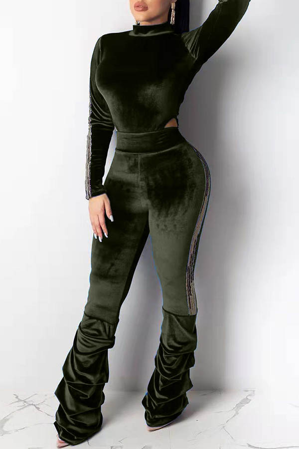 

Lovely Trendy Hollow-out Green Two-piece Pants Set