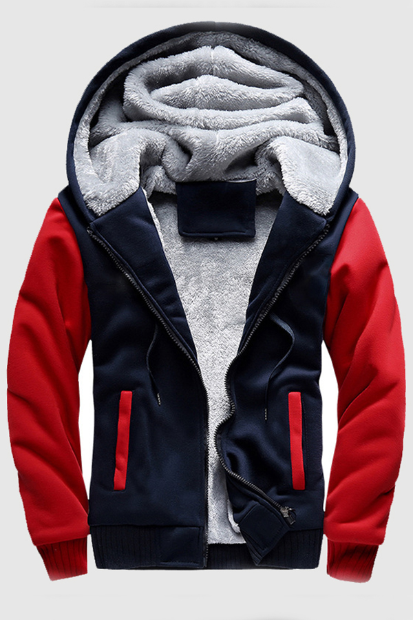 

Lovely Sportswear Patchwork Red Hoodie