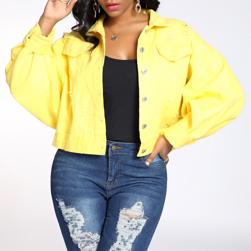 

Lovely Trendy Buttons Design Yellow Coat
