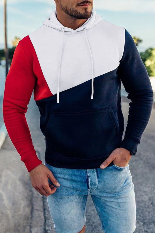 Cheap Hoodies Lovely Casual Hooded Collar Patchwork Red Hoodie