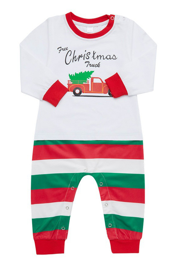 

Lovely Family Striped White Baby One-piece Jumpsuit