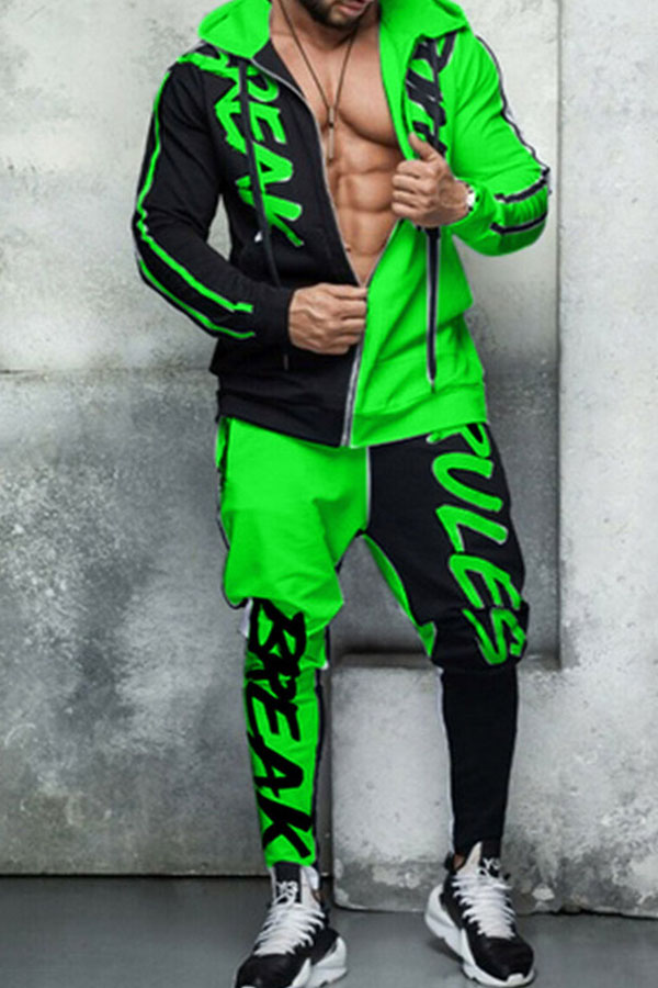

Lovely Casual O Neck Printed Green Two-piece Pants Set