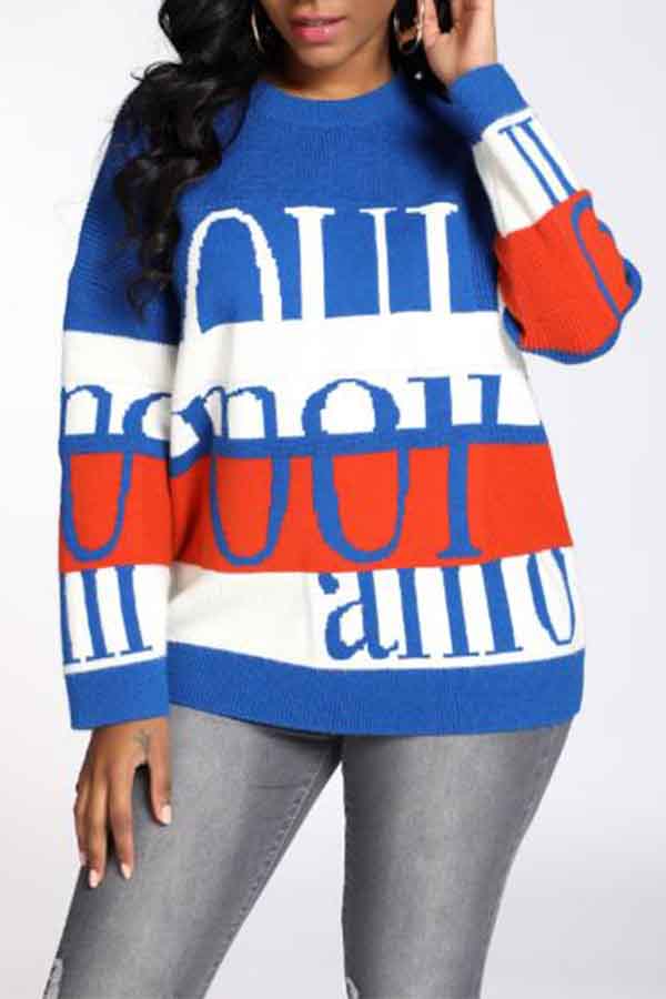 Cheap Sweaters & Cardigans Lovely Casual Letter Blue Sweater