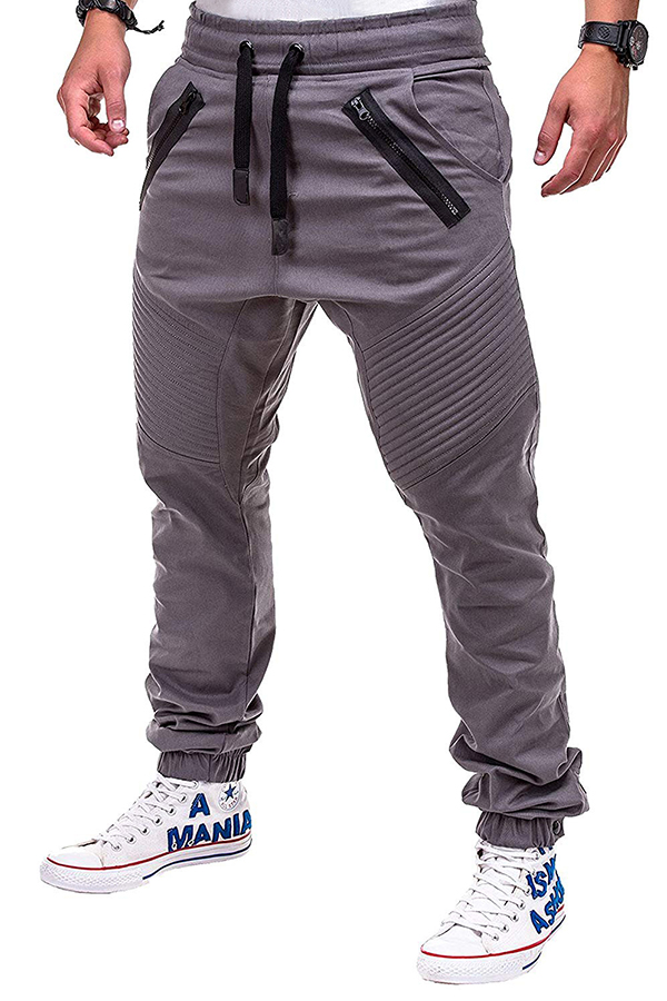 

Lovely Casual Lace-up Grey Pants
