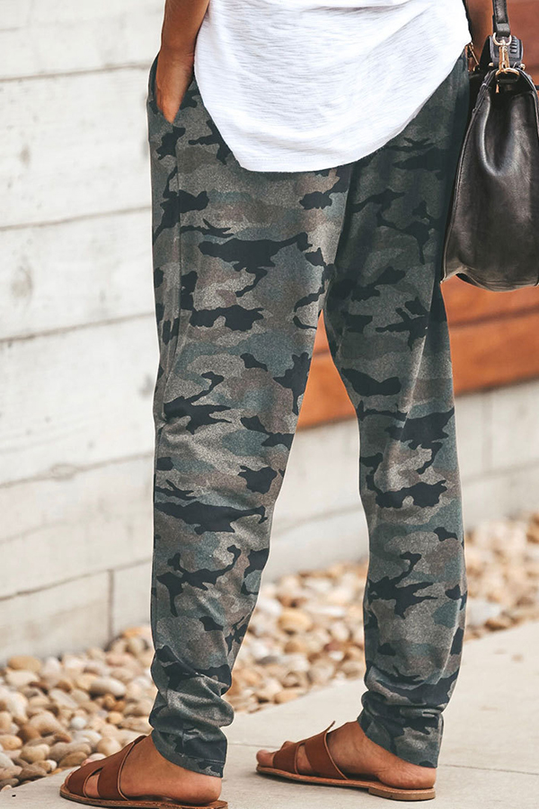 

Lovely Casual Camouflage Printed Grey Pants, Gray camouflage