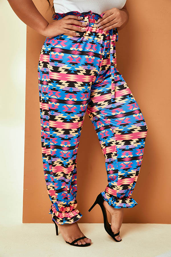 

Lovely Casual Printed Multicolor Plus Size Pants, Multi