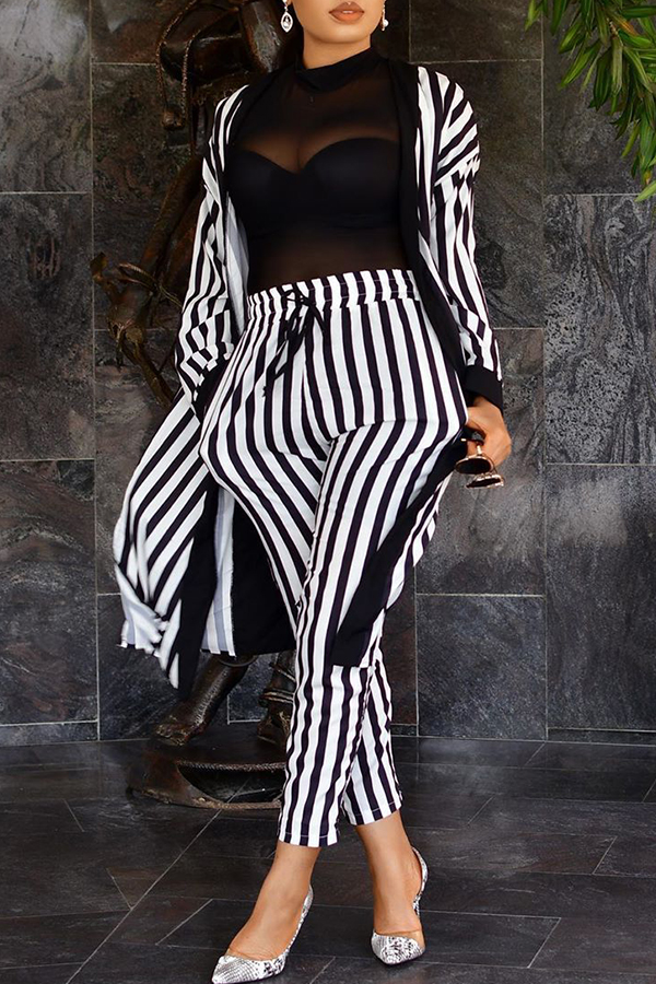 

Lovely Party Striped Two-piece Pants Set(Without Lining, Stripe