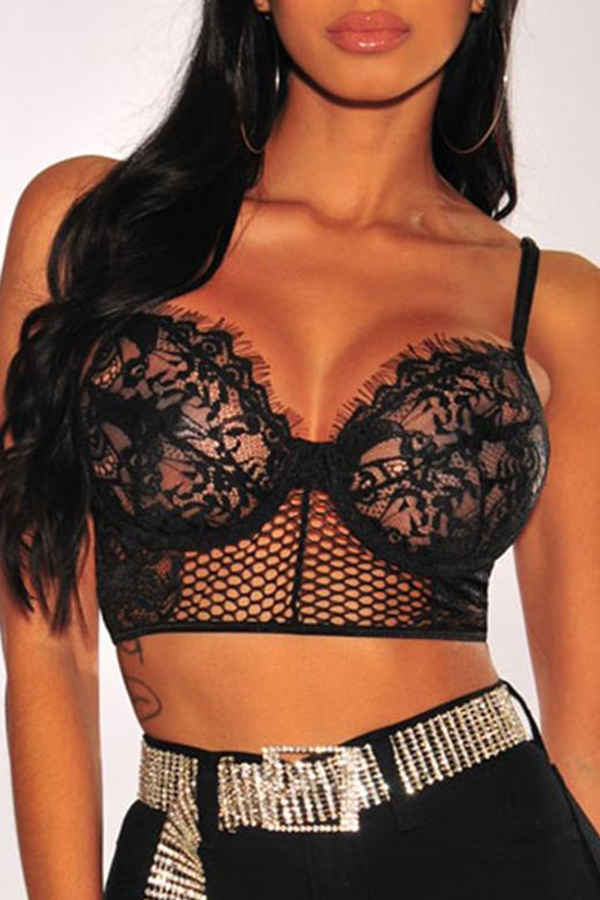 

Lovely Sexy Lace Patchwork Black Bra