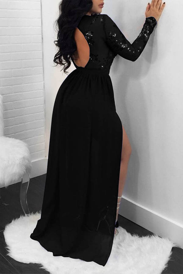 LW Party Side High Slit Black Trailing Evening Dress(Without Lining) от Lovelywholesale WW