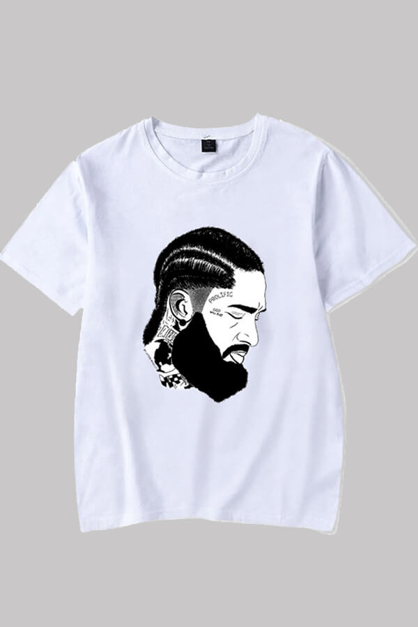 

Men Lovely Casual Figure Printed White T-shirt