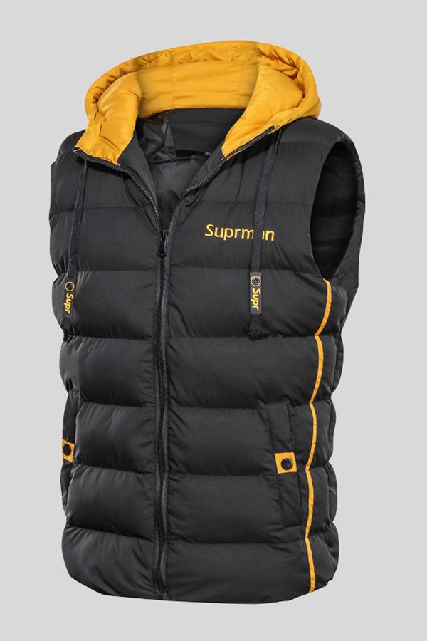 

Lovely Casual Zipper Design Black Cotton Wadded Vest