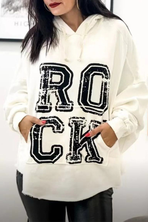 

Lovely Casual Letter White Hoodie
