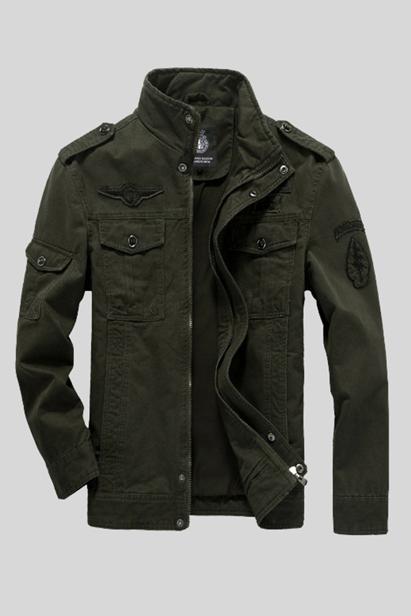 

Lovely Casual Pocket Patched Army Green Jacket