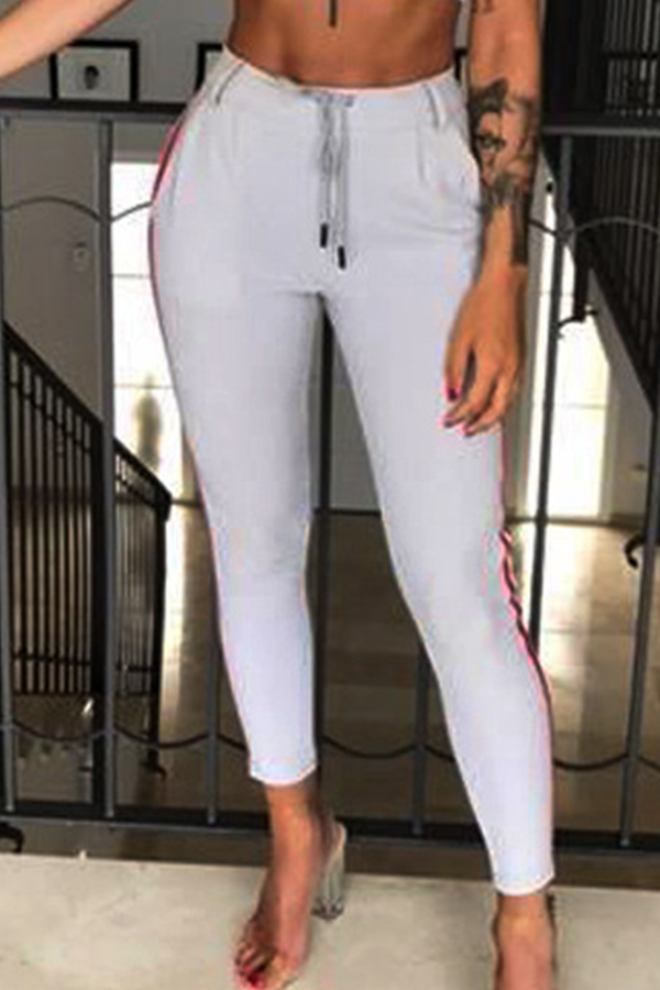Lovely Casual Striped Drawstring Grey Pants