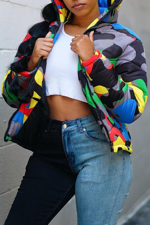 Lovely Casual Printed Multicolor Coat