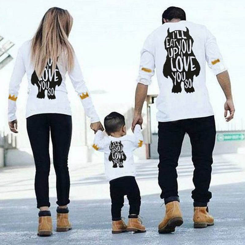 Lovely Family Letter Printed White Mother T-shirt