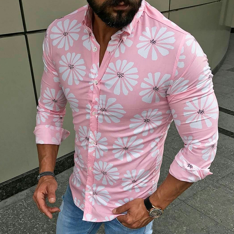 

Lovely Bohemian Print Buttons Pink Shirt