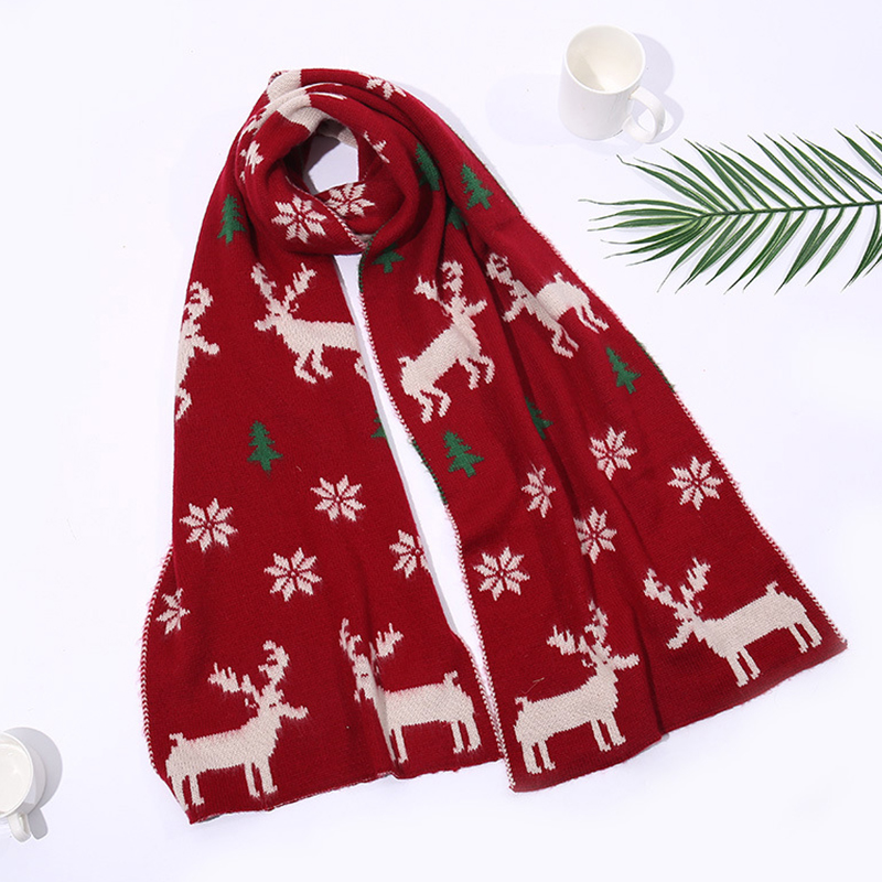 

Lovely Casual Christmas Deer Red Scarves