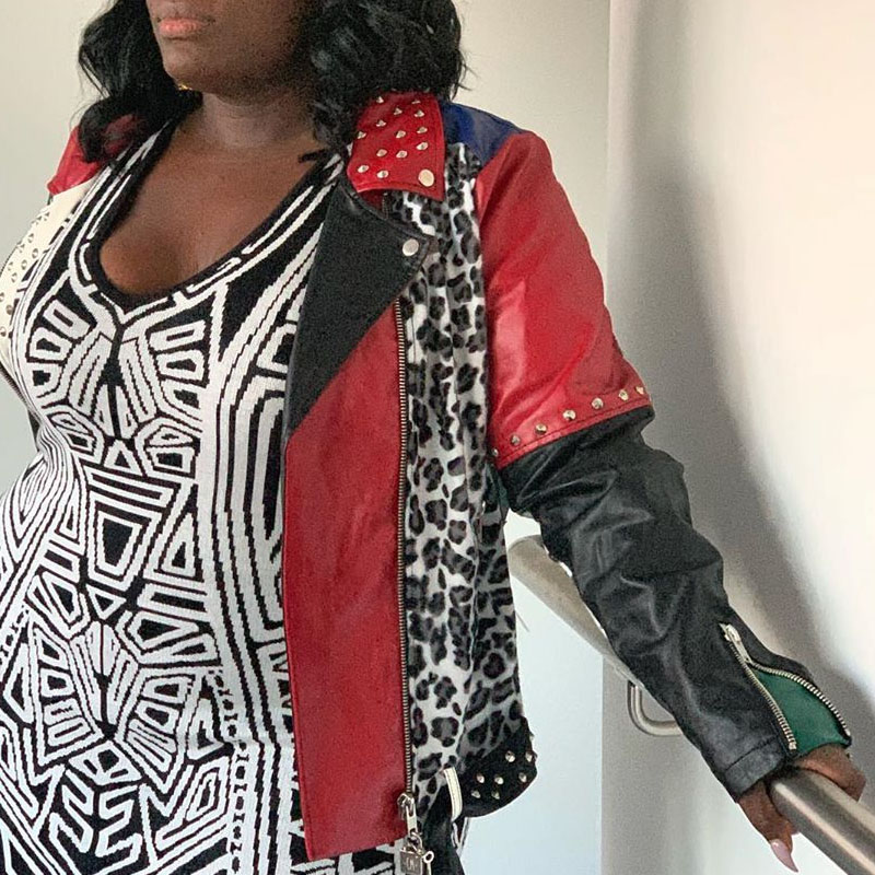 

Lovely Casual Patchwork Black Plus Size Coat