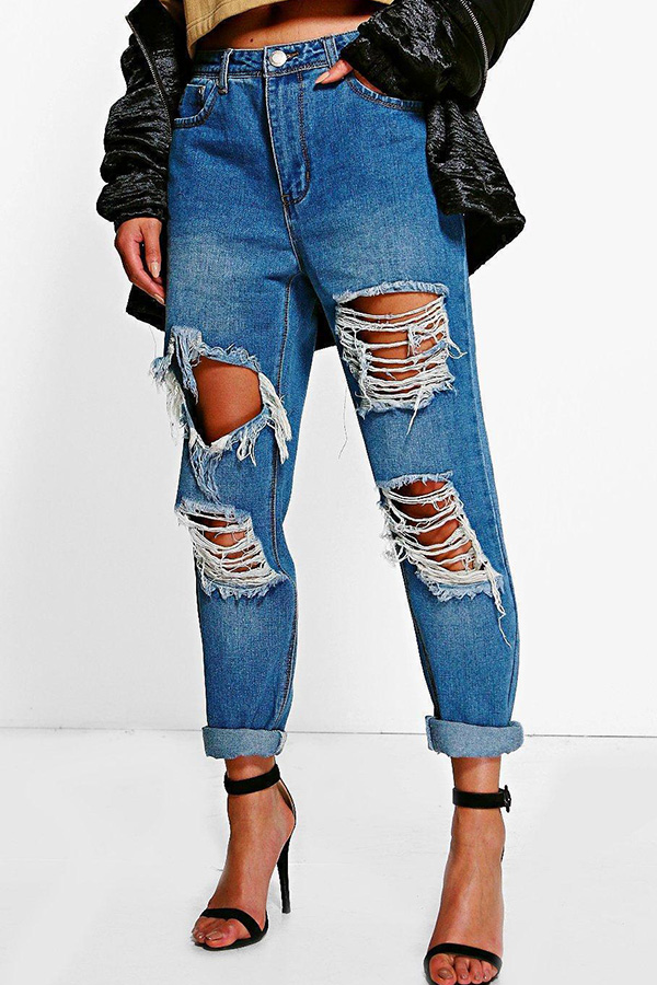 

Lovely Casual Hollow-out Blue Jeans