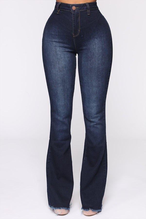 

Lovely Trendy Basic Deep Blue Jeans