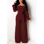 Lovely Trendy Loose Wine Red One-piece Jumpsuit