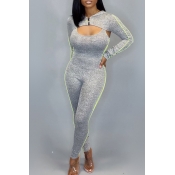 Lovely Leisure Hollow-out Grey One-piece Jumpsuit