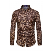 Lovely Men Casual Leopard Printed Yellow Shirt