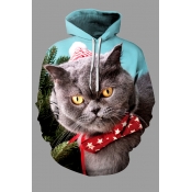 Lovely Christmas Day Cat Printed Multicolor Plus S