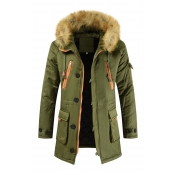 Lovely Casual Basic Buttons Design Army Green Cott