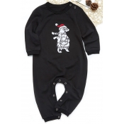 Lovely Family Printed Black Baby One-piece Jumpsui