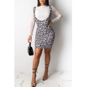 Lovely Casual Letter Printed White Two-piece Skirt